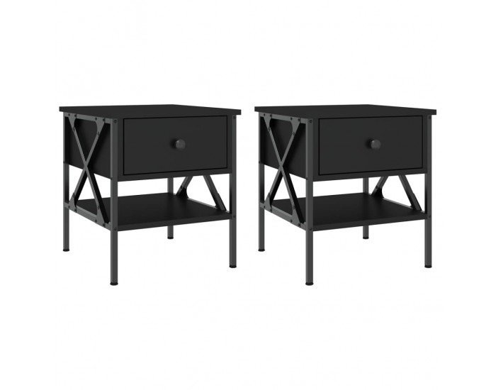 Sonata H Нощни масички, 2 бр, черни, 40x42x45 см, инженерно дърво