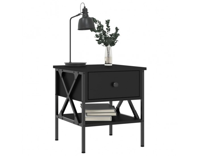 Sonata H Нощни масички, 2 бр, черни, 40x42x45 см, инженерно дърво