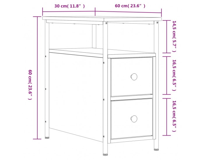 Sonata H Нощно шкафче, дъб сонома, 30x60x60 см, инженерно дърво
