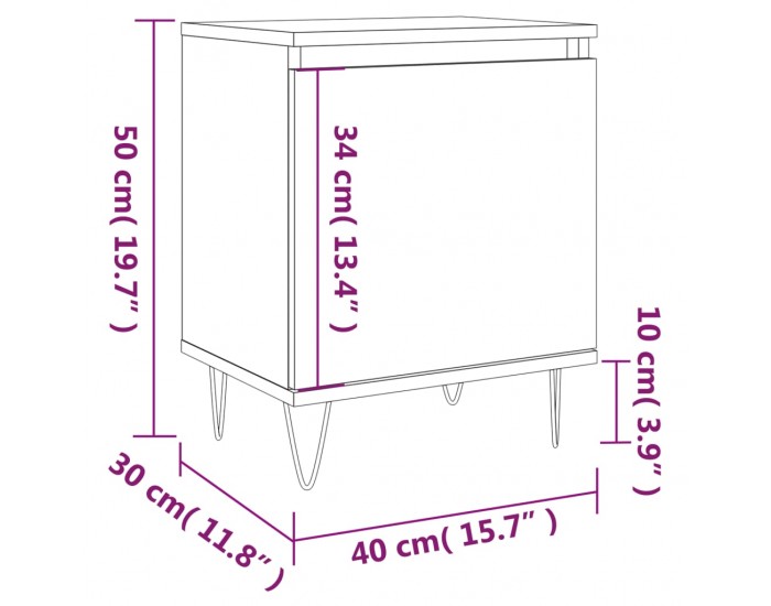 Sonata H Нощно шкафче, опушен дъб, 40x30x50 см, инженерно дърво
