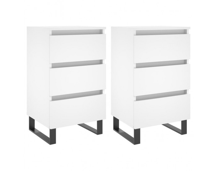 Sonata H Нощни шкафчета, 2 бр, бели, 40x35x69 см, инженерно дърво