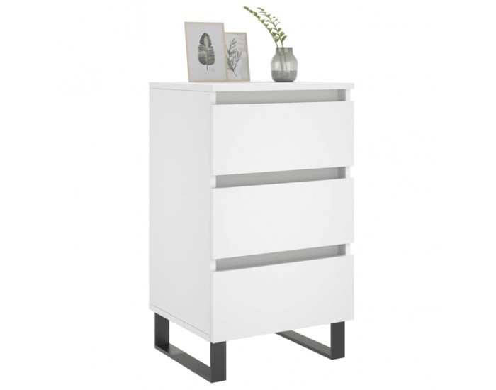 Sonata H Нощни шкафчета, 2 бр, бели, 40x35x69 см, инженерно дърво