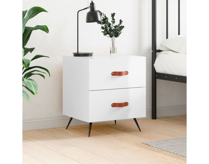 Sonata H Нощно шкафче, бял гланц, 40x35x47,5 см, инженерно дърво