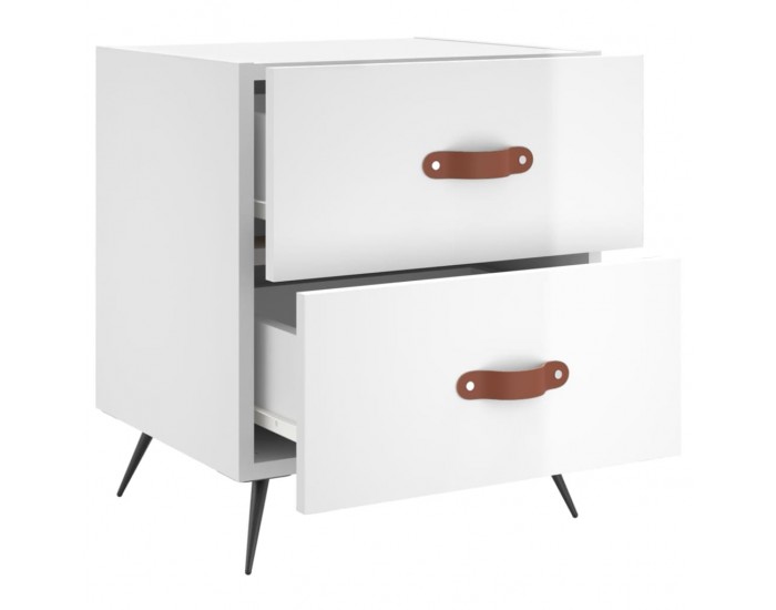 Sonata H Нощно шкафче, бял гланц, 40x35x47,5 см, инженерно дърво