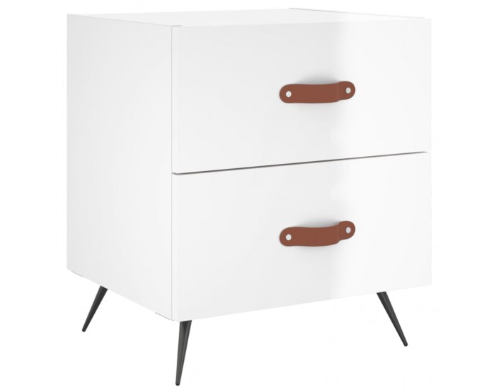 Sonata H Нощно шкафче, бял гланц, 40x35x47,5 см, инженерно дърво