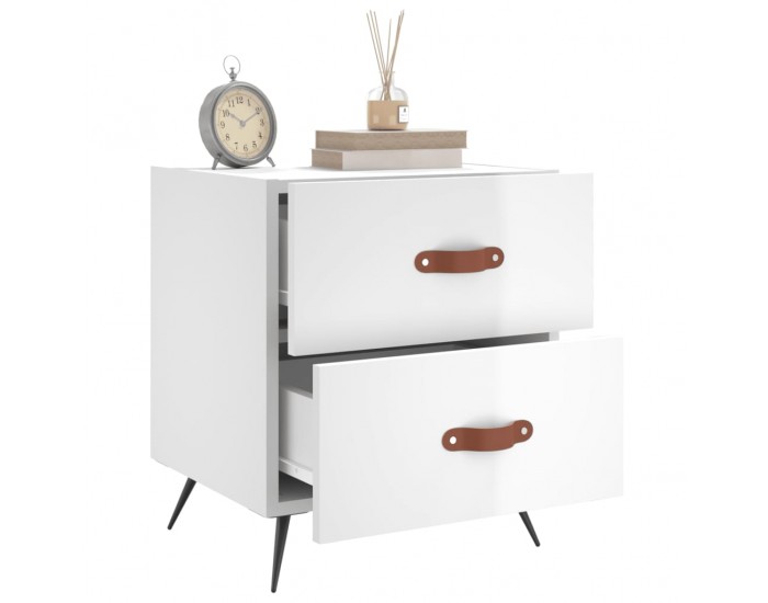 Sonata H Нощно шкафче, бял гланц, 40x35x47,5 см, инженерно дърво