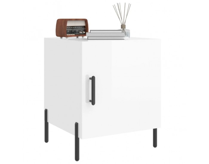 Sonata H Нощни шкафчета 2 бр бял гланц 40x40x50 см инженерно дърво