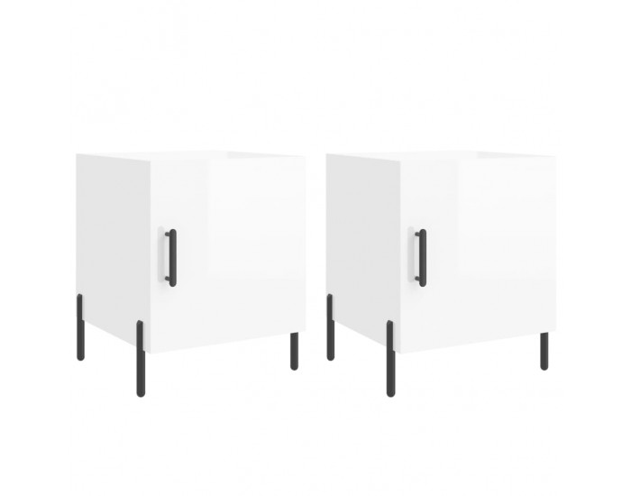 Sonata H Нощни шкафчета 2 бр бял гланц 40x40x50 см инженерно дърво