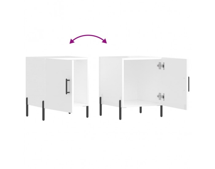 Sonata H Нощни шкафчета 2 бр бял гланц 40x40x50 см инженерно дърво