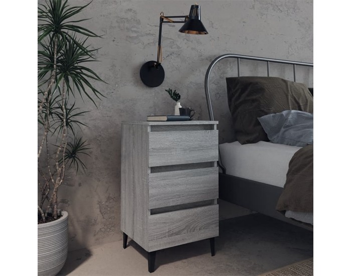Sonata H Нощно шкафче с метални крака, сив сонома, 40x35x69 см
