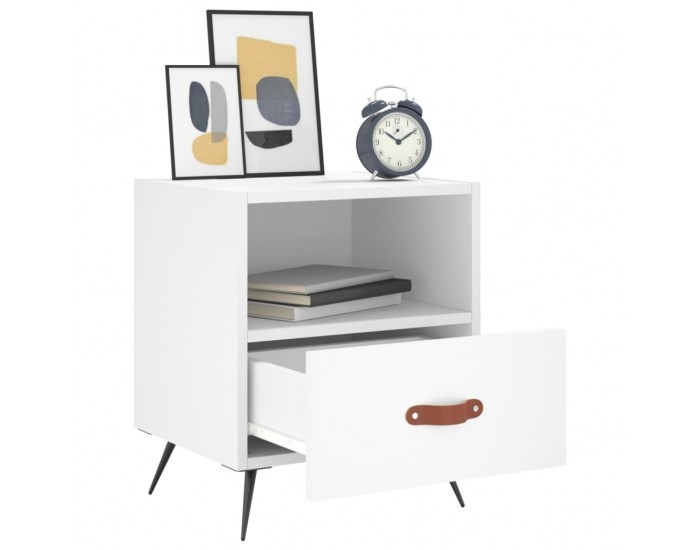 Sonata H Нощни шкафчета, 2 бр, бели, 40x35x47,5 см, инженерно дърво