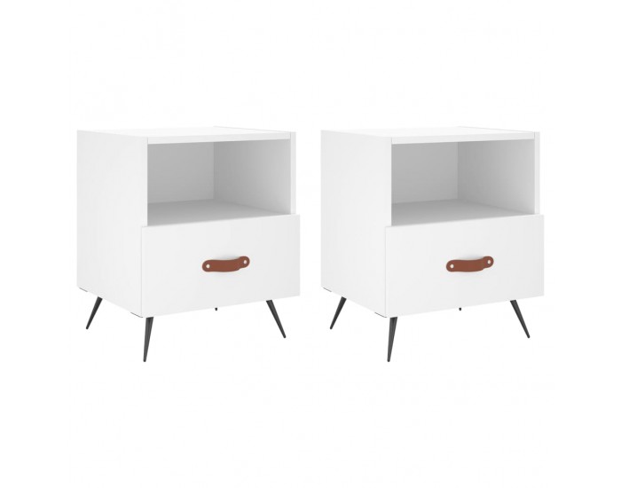 Sonata H Нощни шкафчета, 2 бр, бели, 40x35x47,5 см, инженерно дърво