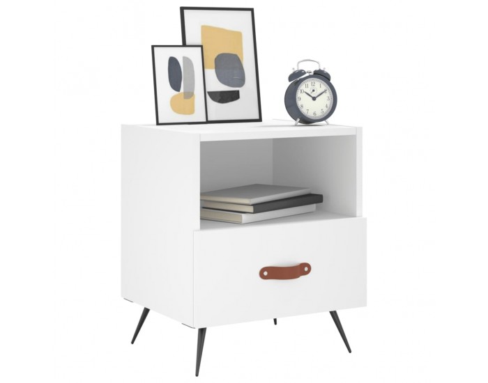 Sonata H Нощни шкафчета, 2 бр, бели, 40x35x47,5 см, инженерно дърво