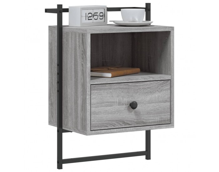 Sonata H Нощно шкафче стенно сив сонома 40x30x61 см инженерно дърво