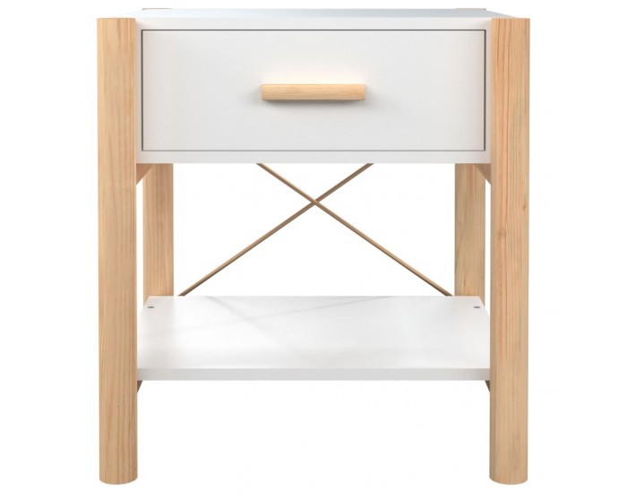 Sonata H Нощни шкафчета, 2 бр, бели, 42x38x45 см, инженерно дърво