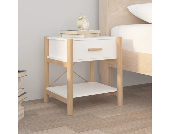 Sonata H Нощни шкафчета, 2 бр, бели, 42x38x45 см, инженерно дърво