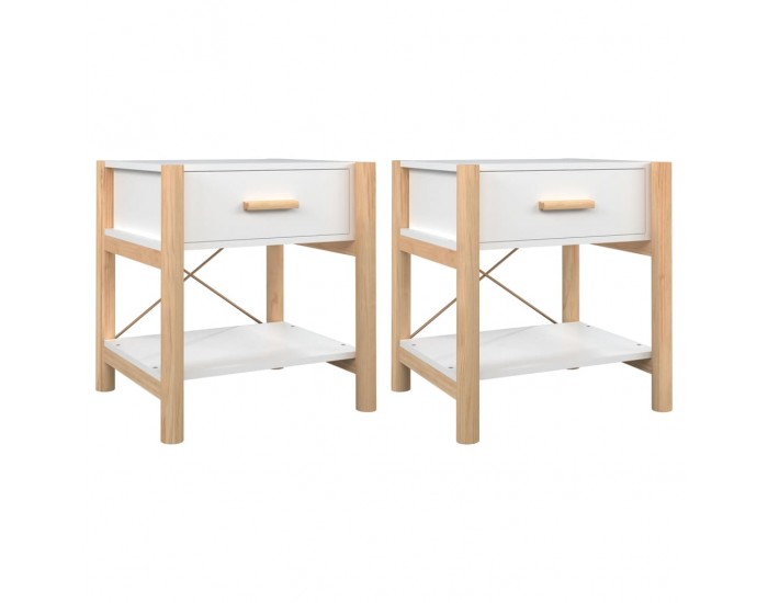 Sonata H Нощни шкафчета, 2 бр, бели, 42x38x45 см, инженерно дърво