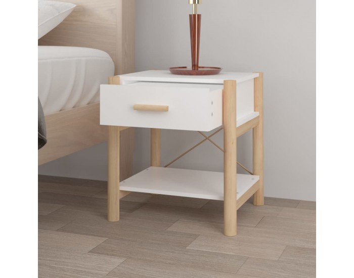 Sonata H Нощни шкафчета, 2 бр, бели, 42x38x45 см, инженерно дърво