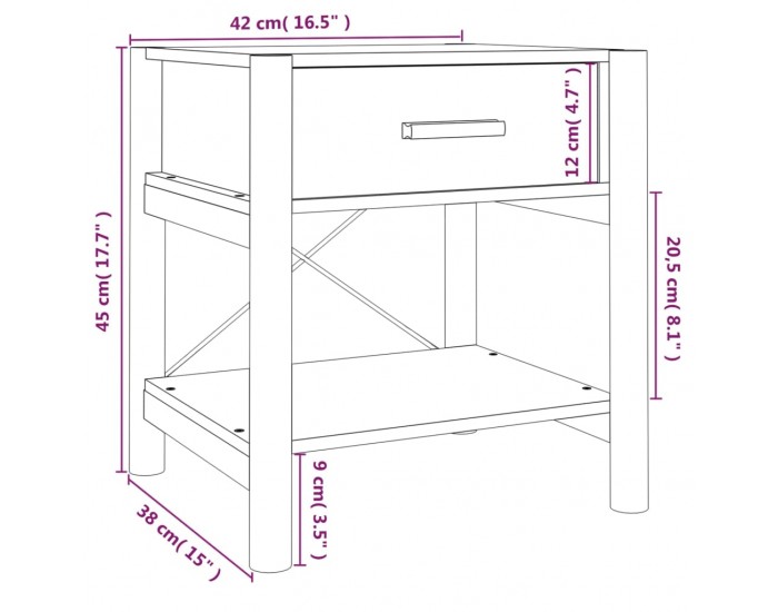 Sonata H Нощни шкафчета, 2 бр, бели, 42x38x45 см, инженерно дърво