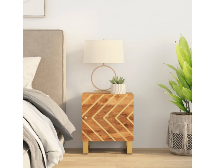 Sonata H Нощно шкафче, кафяво и черно, мангово дърво масив