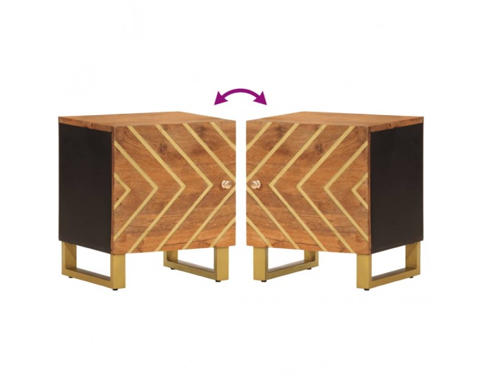 Sonata H Нощно шкафче, кафяво и черно, мангово дърво масив