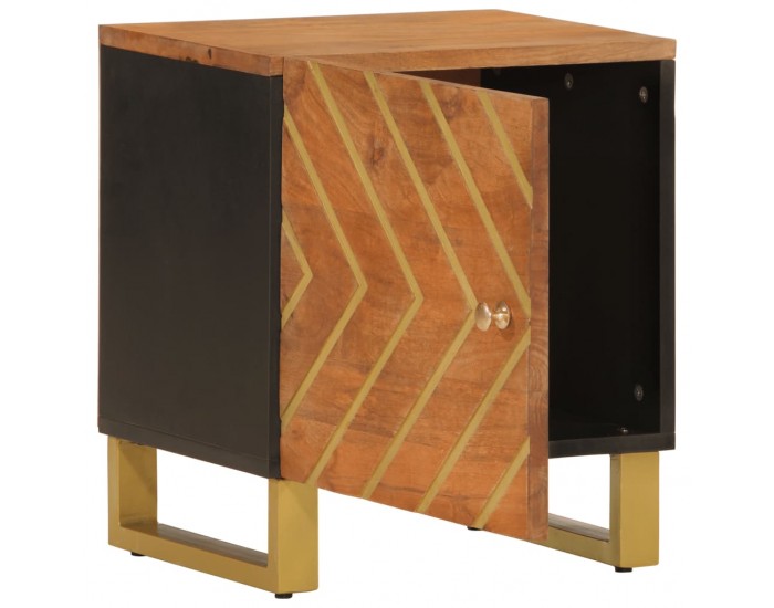 Sonata H Нощно шкафче, кафяво и черно, мангово дърво масив