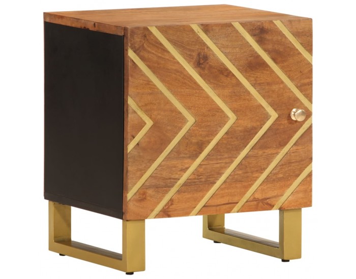 Sonata H Нощно шкафче, кафяво и черно, мангово дърво масив