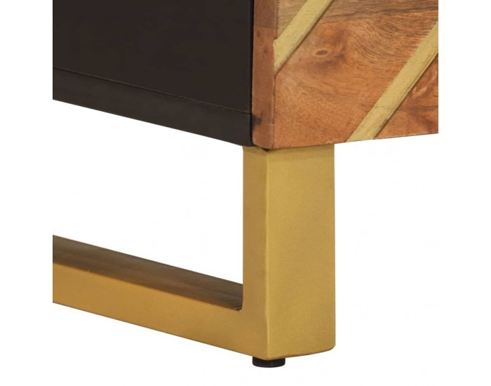 Sonata H Нощно шкафче, кафяво и черно, мангово дърво масив