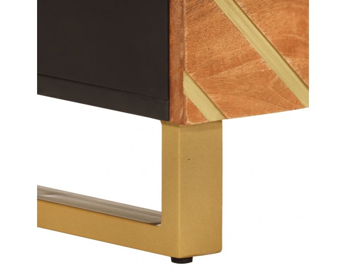 Sonata H Нощно шкафче, кафяво и черно, 50x33x60 см, мангово дърво масив