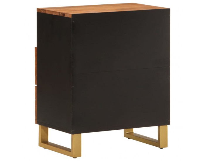 Sonata H Нощно шкафче, кафяво и черно, 50x33x60 см, мангово дърво масив
