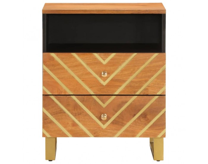 Sonata H Нощно шкафче, кафяво и черно, 50x33x60 см, мангово дърво масив