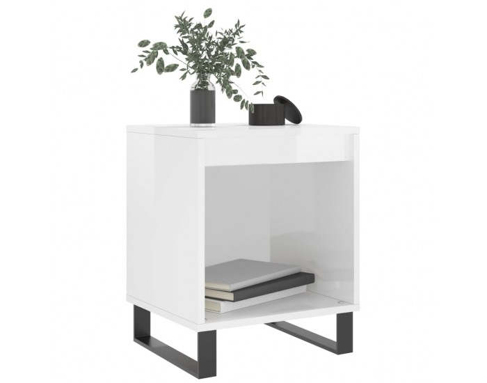 Sonata H Нощни шкафчета, 2 бр, бял гланц, 40x35x50 см, инженерно дърво