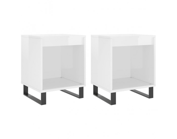 Sonata H Нощни шкафчета, 2 бр, бял гланц, 40x35x50 см, инженерно дърво