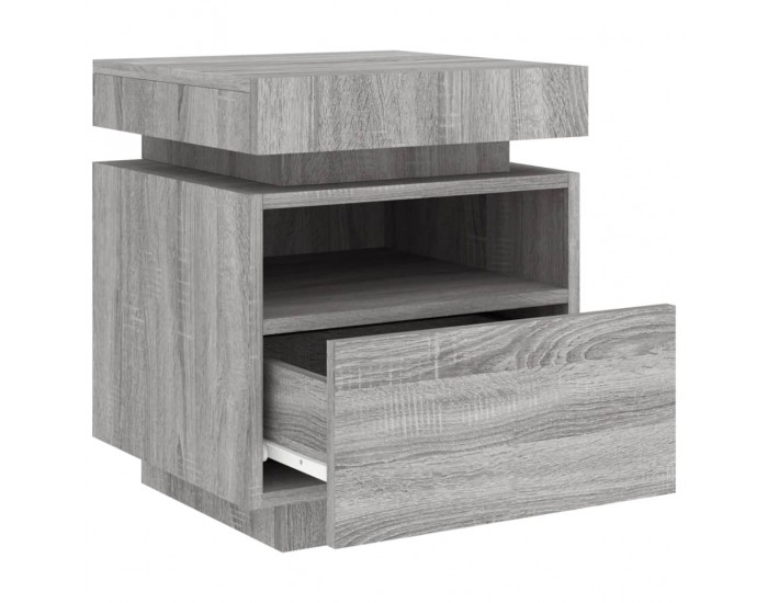 Sonata H Нощно шкафче с LED осветление, сив сонома, 40x39x48,5 см