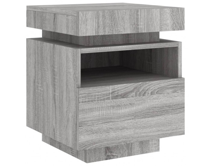 Sonata H Нощно шкафче с LED осветление, сив сонома, 40x39x48,5 см