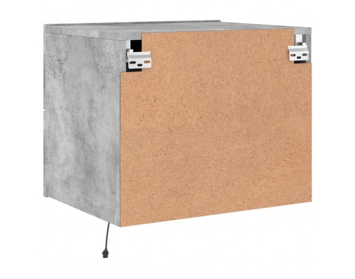 Sonata H Нощни шкафчета за стена с LED осветление, 2 бр, бетонно сиви