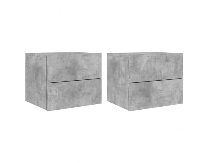 Sonata H Нощни шкафчета за стена с LED осветление, 2 бр, бетонно сиви