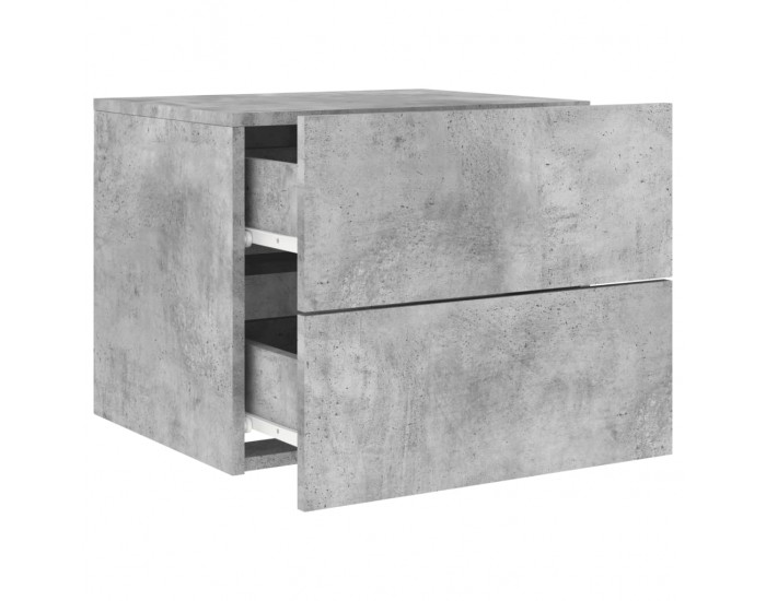 Sonata H Нощни шкафчета за стена с LED осветление, 2 бр, бетонно сиви
