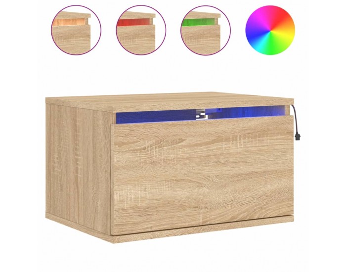 Sonata H Нощни шкафчета за стена с LED осветление, 2 бр, сонома дъб