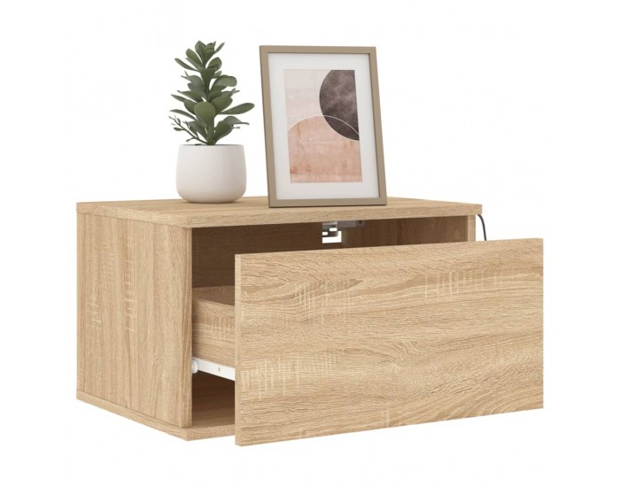 Sonata H Нощни шкафчета за стена с LED осветление, 2 бр, сонома дъб