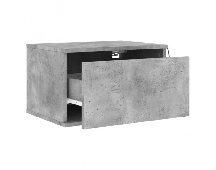 Sonata H Нощни шкафчета за стена с LED осветление, 2 бр, бетонно сиви