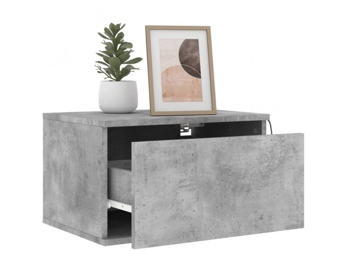 Sonata H Нощни шкафчета за стена с LED осветление, 2 бр, бетонно сиви