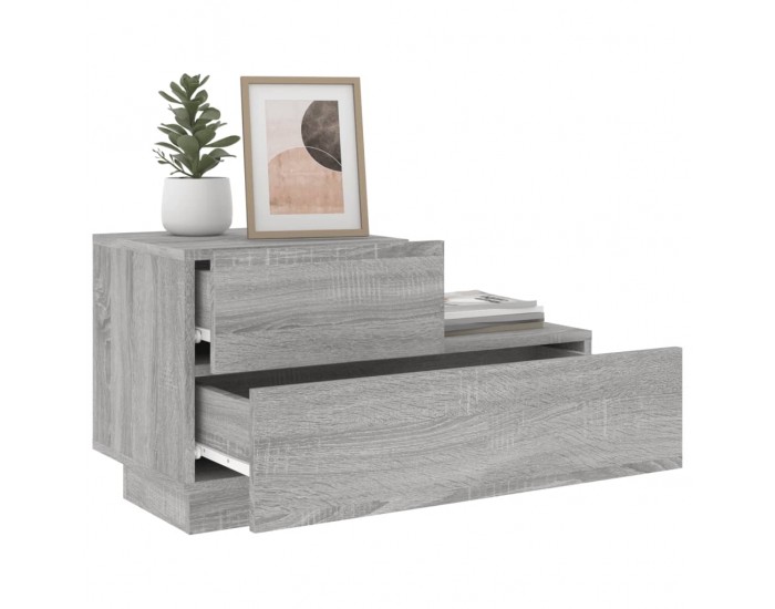 Sonata H Нощно шкафче с LED осветление, сив сонома, 70x36x40,5 см