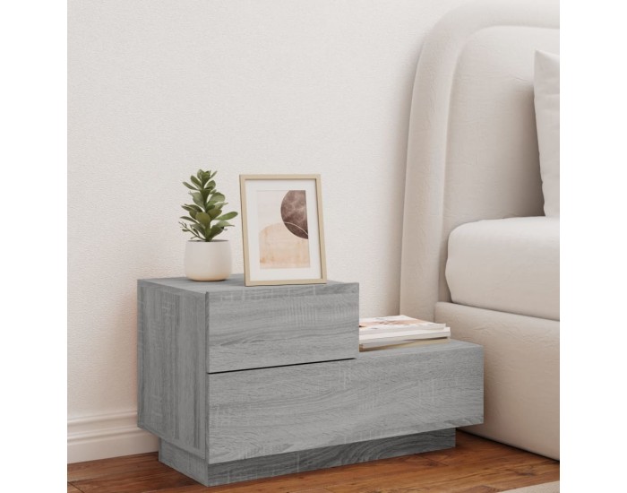 Sonata H Нощно шкафче с LED осветление, сив сонома, 70x36x40,5 см