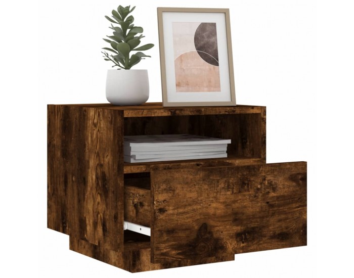 Sonata H Нощно шкафче с LED осветление, опушен дъб, 40x39x37 см