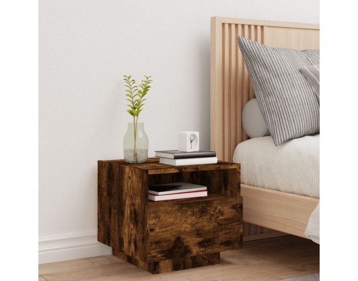 Sonata H Нощно шкафче с LED осветление, опушен дъб, 40x39x37 см