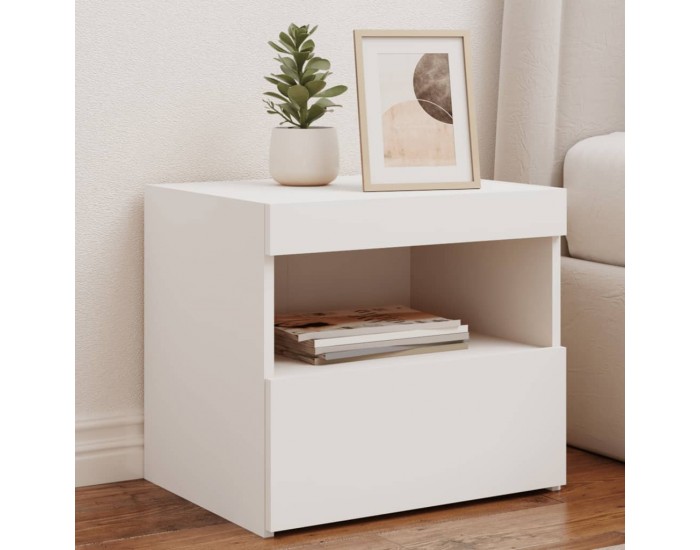 Sonata H Нощно шкафче с LED осветление, бяло, 50x40x45 см