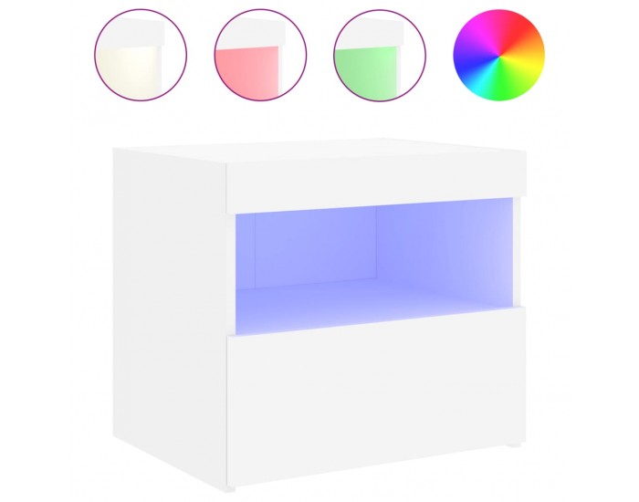 Sonata H Нощно шкафче с LED осветление, бяло, 50x40x45 см