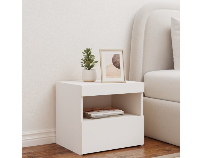 Sonata H Нощно шкафче с LED осветление, бяло, 50x40x45 см