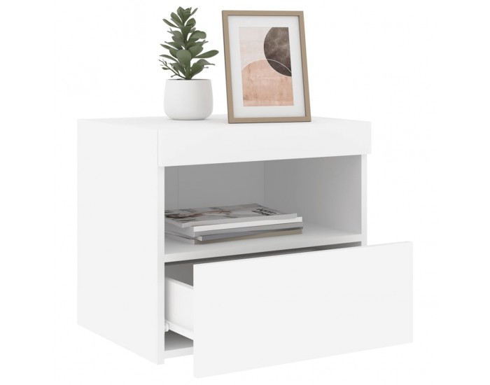 Sonata H Нощно шкафче с LED осветление, бяло, 50x40x45 см